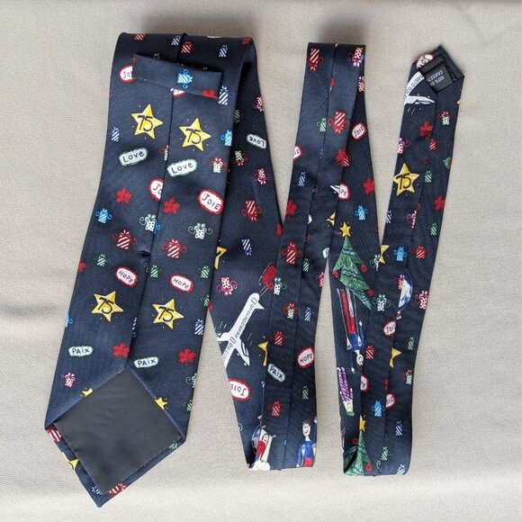 75th Anniversary Air Canada Foundation Christmas Holiday 100% Silk Tie - Picture 5 of 5